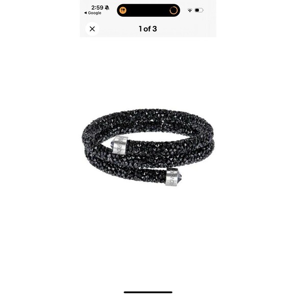 Swarovski Crystaldust Double Bangle Bracelet  in black Memory Wire - Picture 1 of 16